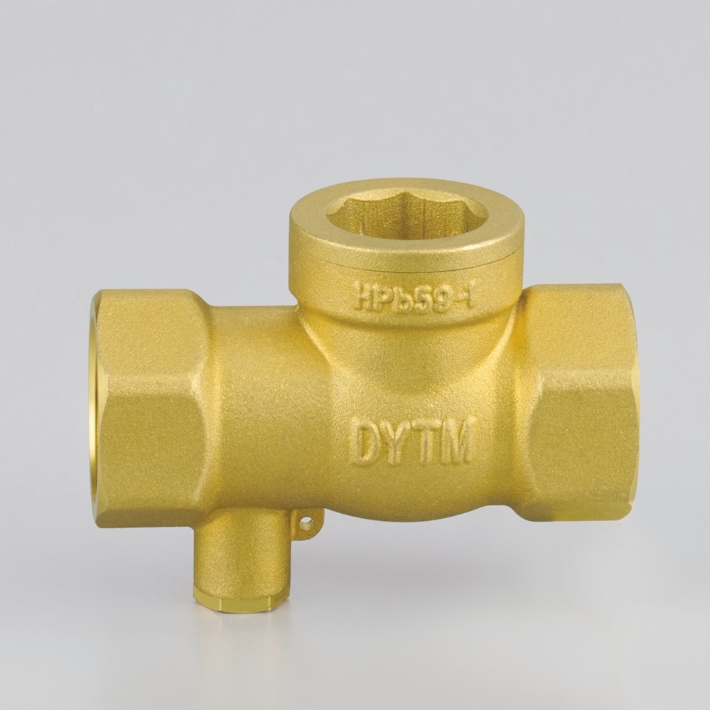 503-1- DUNYUN Factory Directly Manual Brass Horizontal Check Valve with Temperature Sensing Female Thread for Water Media Applications