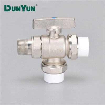 Brass Ferrule PPR Union Thread Tee Ball Valve